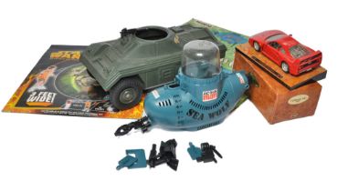 Assorted items to include Action Man, Star Wars and Burago Ferrari. As shown.