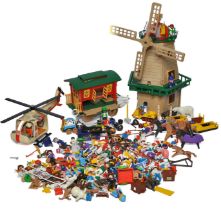 A large childhood collection of vintage Playmobil figures with accessories plus other items