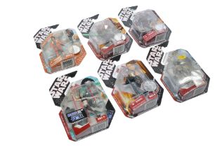 Star Wars comprising six Hasbro carded action figures, factory sealed.