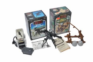 Star Wars comprising ROTJ Tri-Pod Laser Cannon plus Ewok Assault Catapult, with boxes as shown.