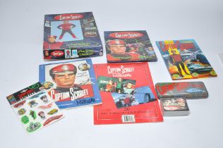 Captain Scarlet comprising various collectable items to include costume, sealed cards, pencil