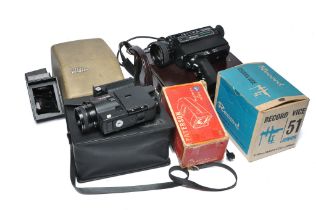 A further group of vintage audio-visual equipment including projector plus duo of cine-cameras and