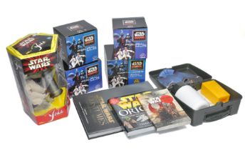 Star Wars Collectables comprising mugs, lunchbox and literature as shown in addition to Yoda