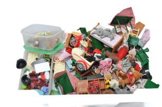 Sylvanian Families comprising a box of many component parts plus figures. To include furniture and