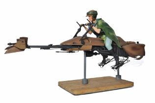 Star Wars comprising impressive 1/6 Model of Princess Leia and Speeder bike mounted on to wooden