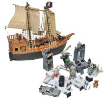Star Wars comprising a group of Lego including figures in addition to Playmobil Pirate ship and some