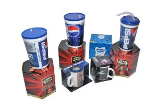 Star Wars Collectables comprising various limited Edition mugs and plastic Pepsi containers.