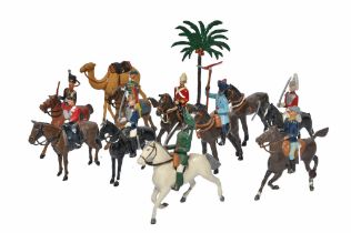 MJ Mode group of hand painted white metal assorted mounted figures including household cavalry (