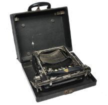 Vintage cased Thrale and Beaumont Portable Typewriter, as shown. Untested,