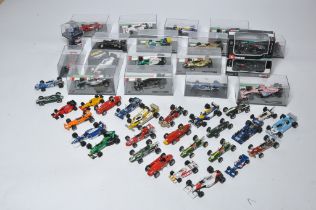 A large collection (45) of model racing cars, formula one etc, including vintage and modern series