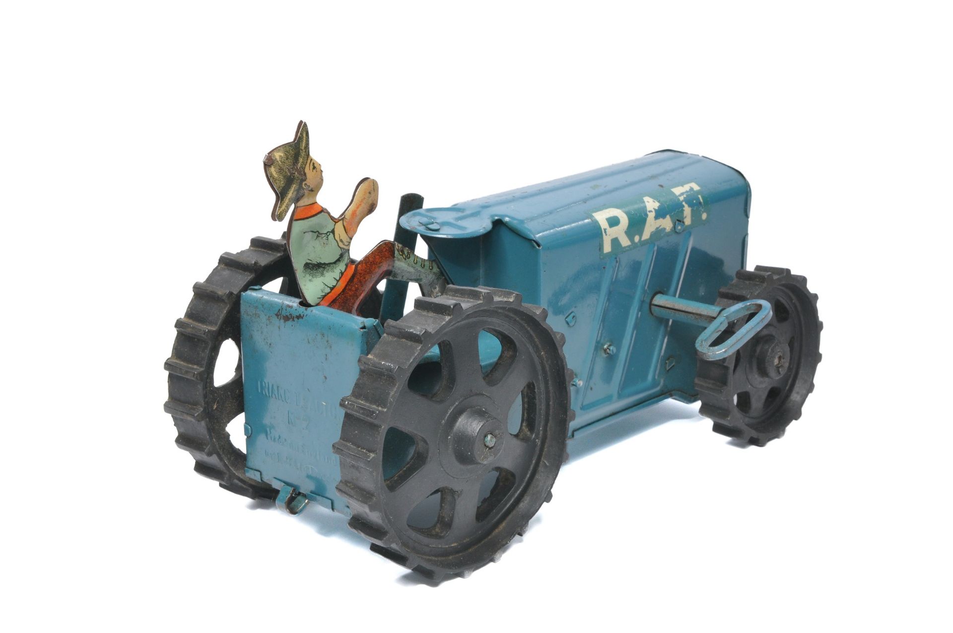 Triang No. 2 Mechanical Tinplate RAF Crawler Tractor in blue. In good working order. Displays - Image 2 of 2