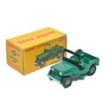 Dinky No. 405 Universal Jeep. Dark green, mid green hubs, treaded tyres. Displays excellent,