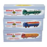 A group of three Atlas Dinky diecast model commercial issues as shown. Foden. All look to be