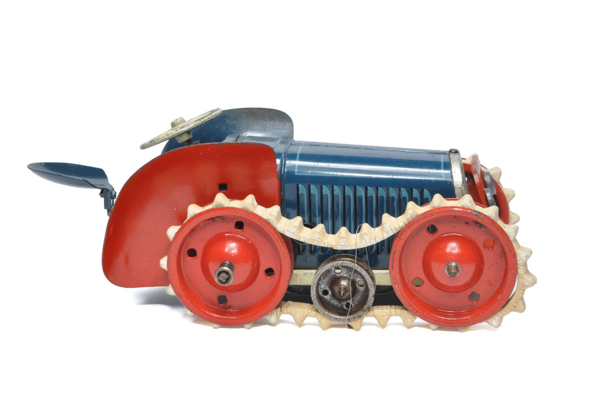 Gescha German tinplate mechanical crawler tractor. Untested but displays generally very good, some - Image 3 of 5