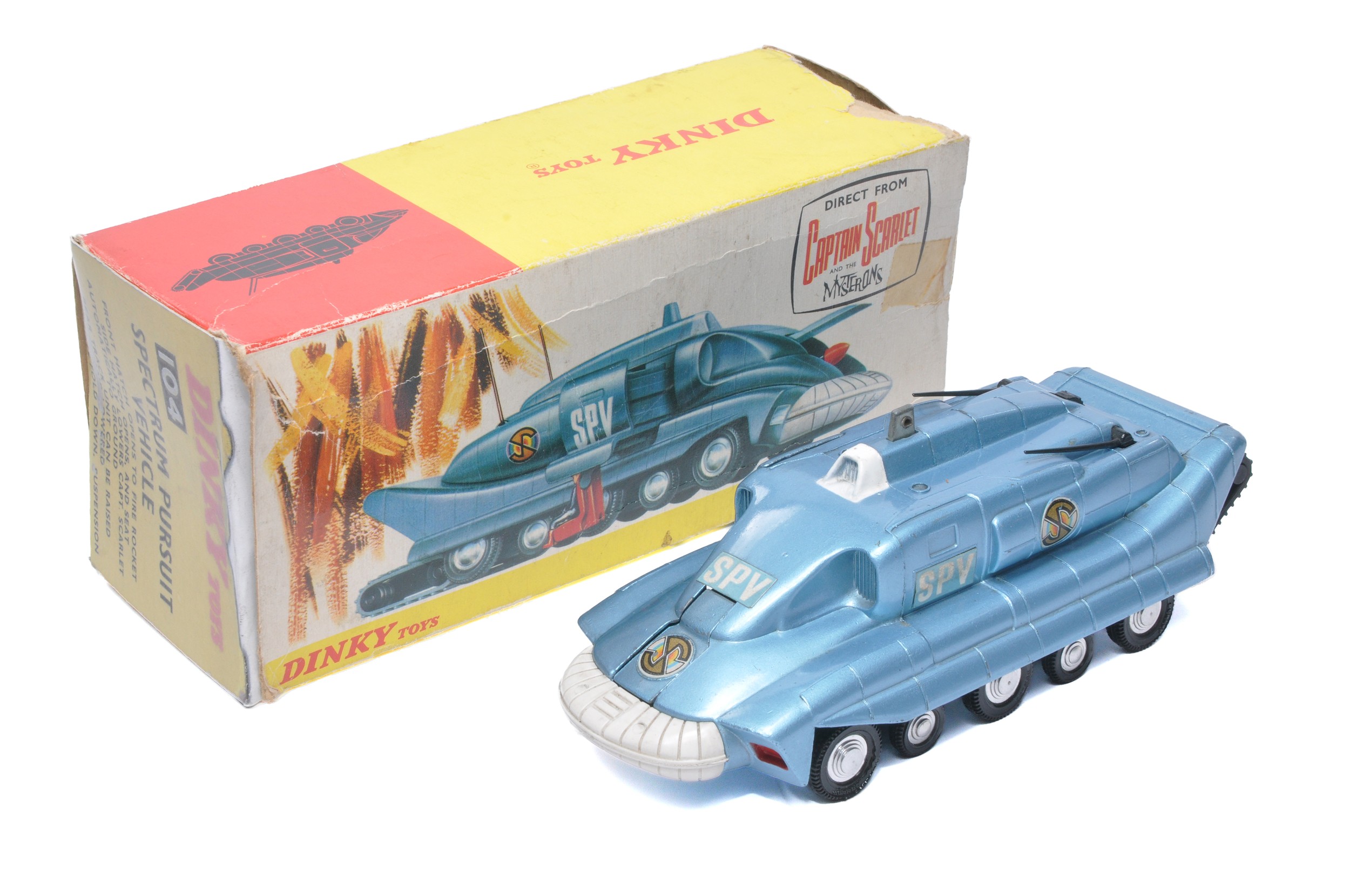 Dinky No. 104 Captain Scarlet Spectrum Pursuit Vehicle. Displays generally good to very good. In