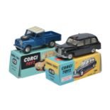 Corgi duo including No. 406 Land Rover and No. 418 Austin Taxi. Models display generally good and