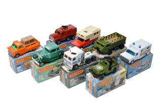 A group of of Eight Matchbox Superfast. Comprising Camper Van, Ford Transit and others as shown.