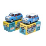 Corgi duo of No. 227 Morris Mini Cooper Competition Model. Both display generally good to very good.