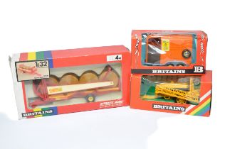 Britains Farm group of three 1/32 implement issues. Includes Chafer Sprayer, Horsebox and Bale