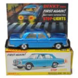 Dinky No. 160 Mercedes Benz 250SE. Metallic blue with white interior, spun hubs. Displays good to