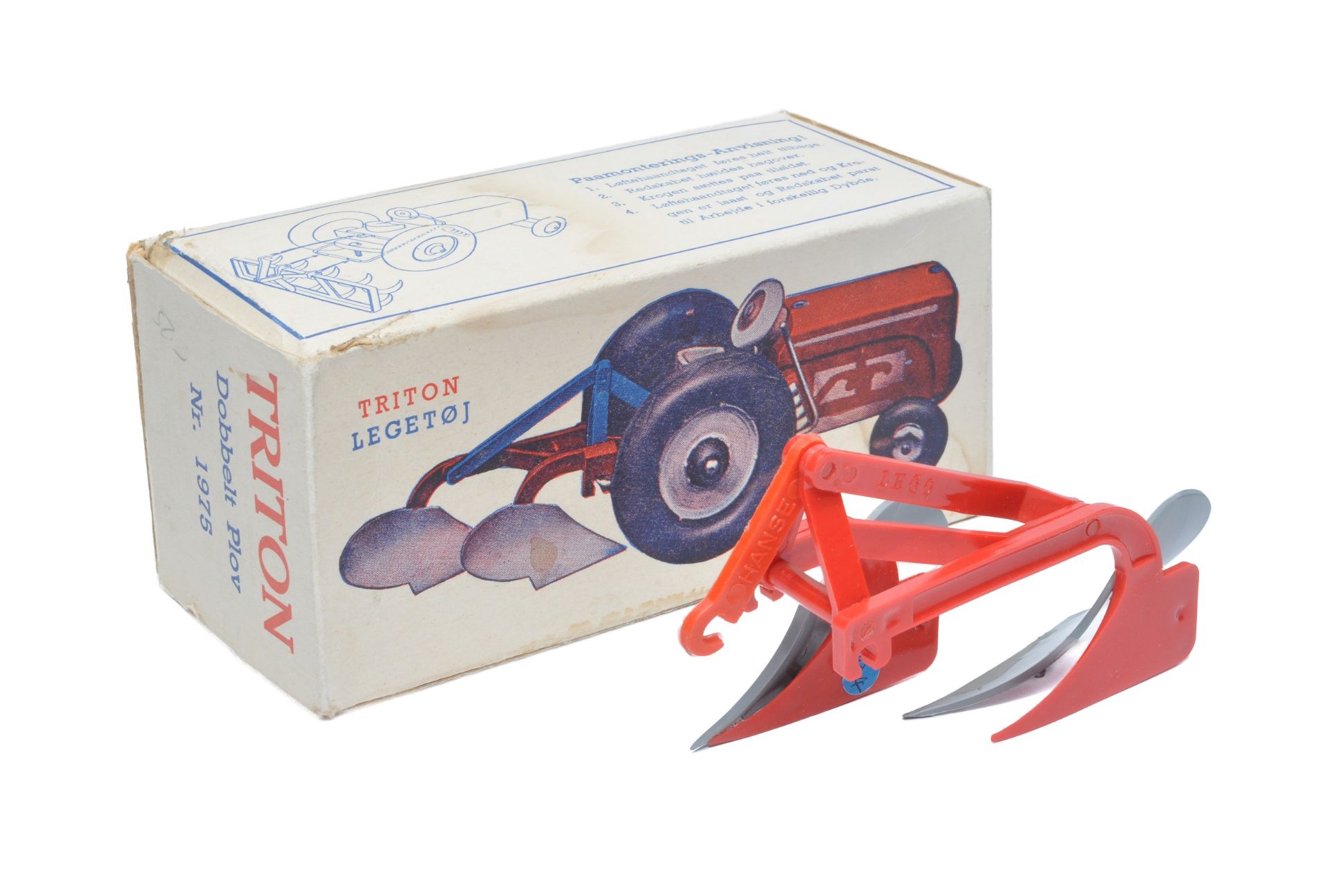 Triton (Denmark) No. 1975 plough for the Lego wooden Tractor. Note: Lego used the Triton factory
