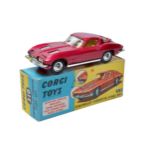 Corgi No. 310 Chevrolet Corvette Sting Ray. Cerise Pink with Lemon interior. Spun Hubs. Generally