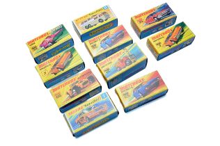 A group of Ten Matchbox Superfast empty boxes. Mostly very good to excellent.