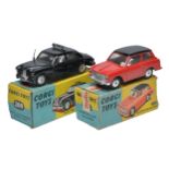 Corgi duo of No. 216 Austin A40 (non mechanical) plus no. 209 Riley Pathfinder Police Car. Both