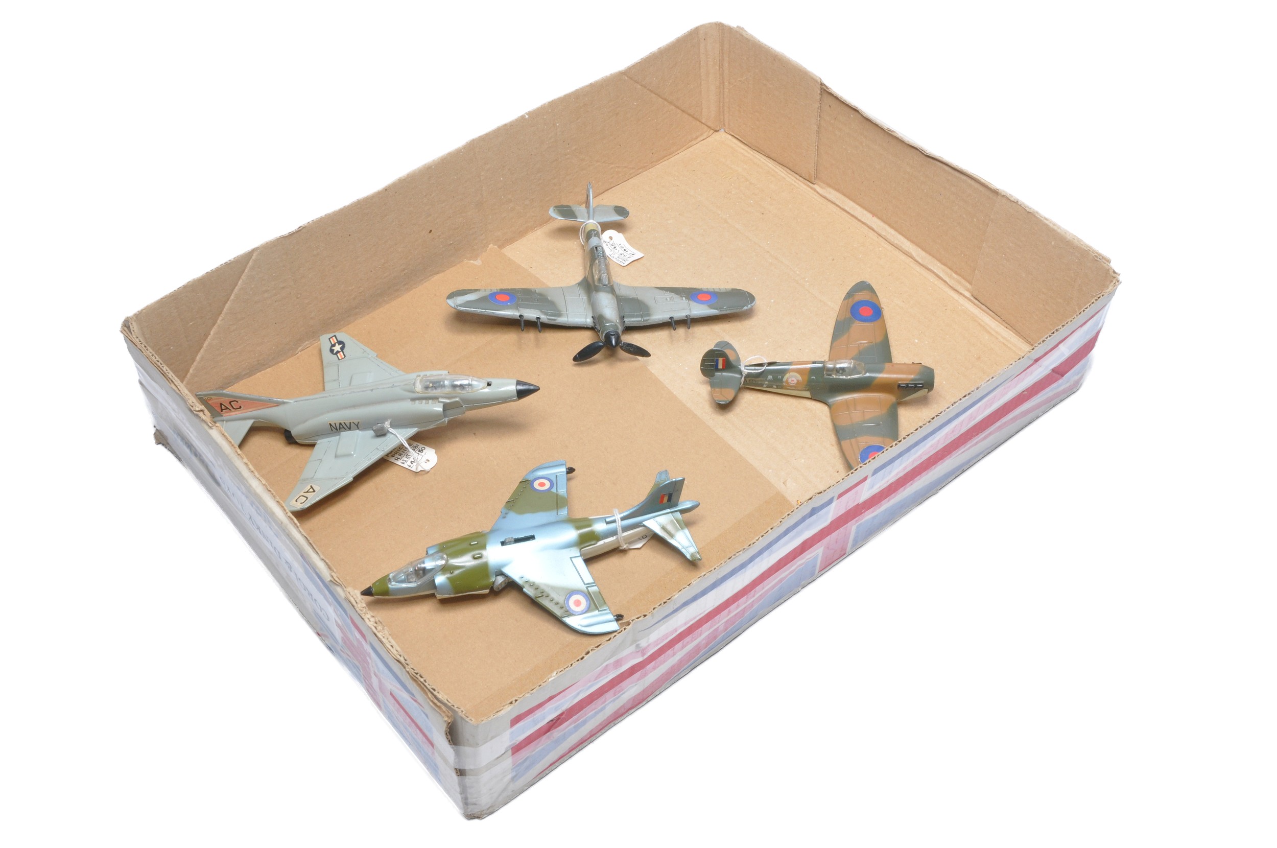 Dinky group of four loose diecast model aircraft as shown. Fair to good.