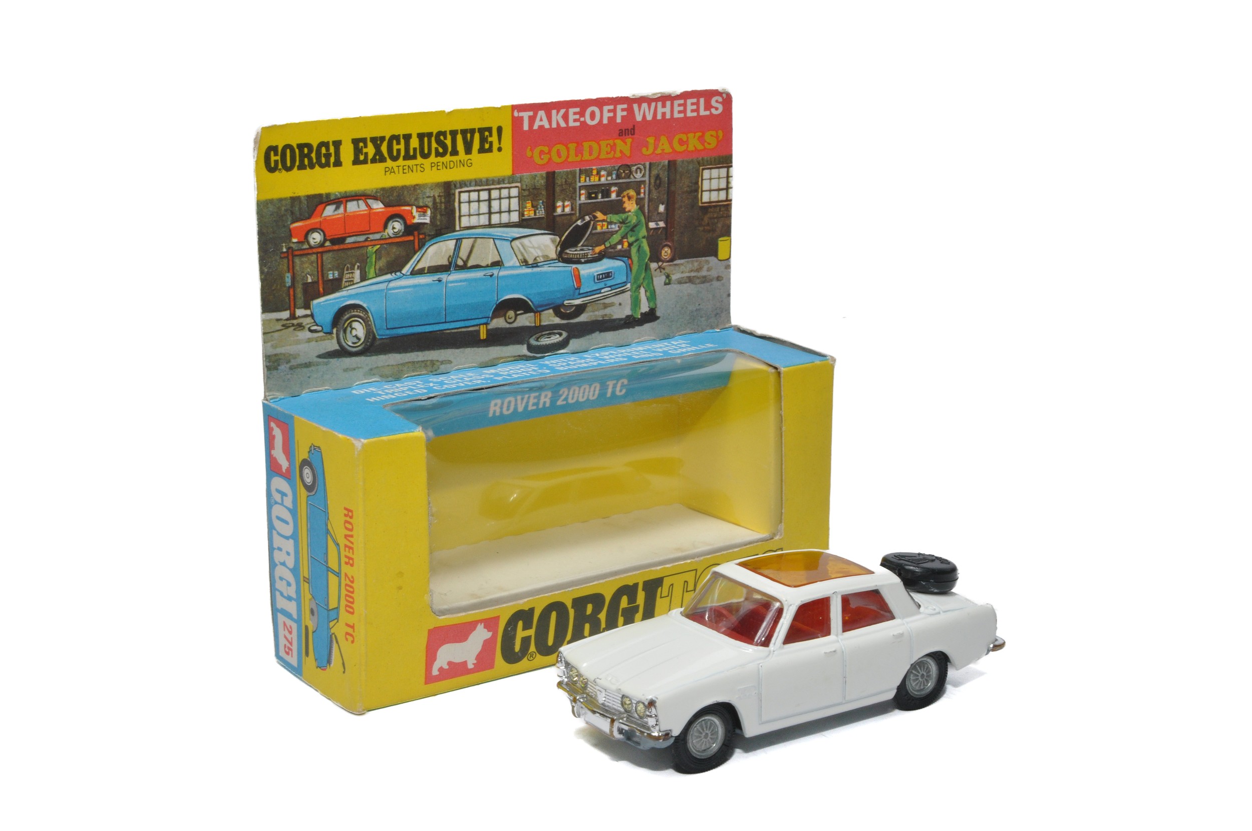 Corgi No. 275 Rover 2000 TC. Gloss White with brown interior. Cast hubs. Displays generally