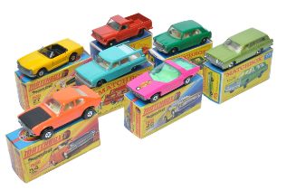 A group of Seven Matchbox Superfast and Regular Wheels. Comprising MG1100, Ford Capri and others