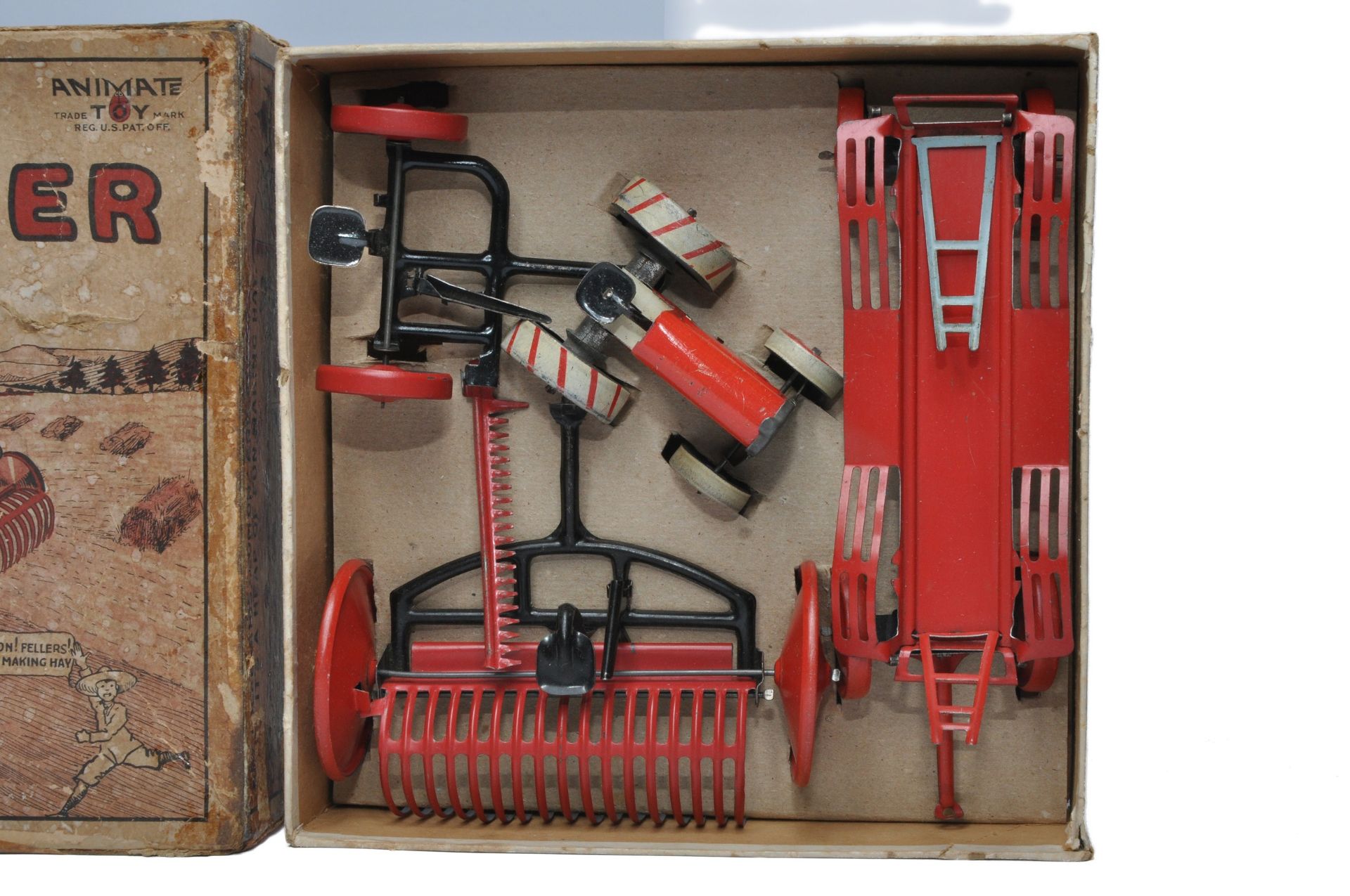 Animate (USA) 1920's Tinplate Baby Haymaker Tractor and Implement Set. Contents display excellent as - Image 2 of 3
