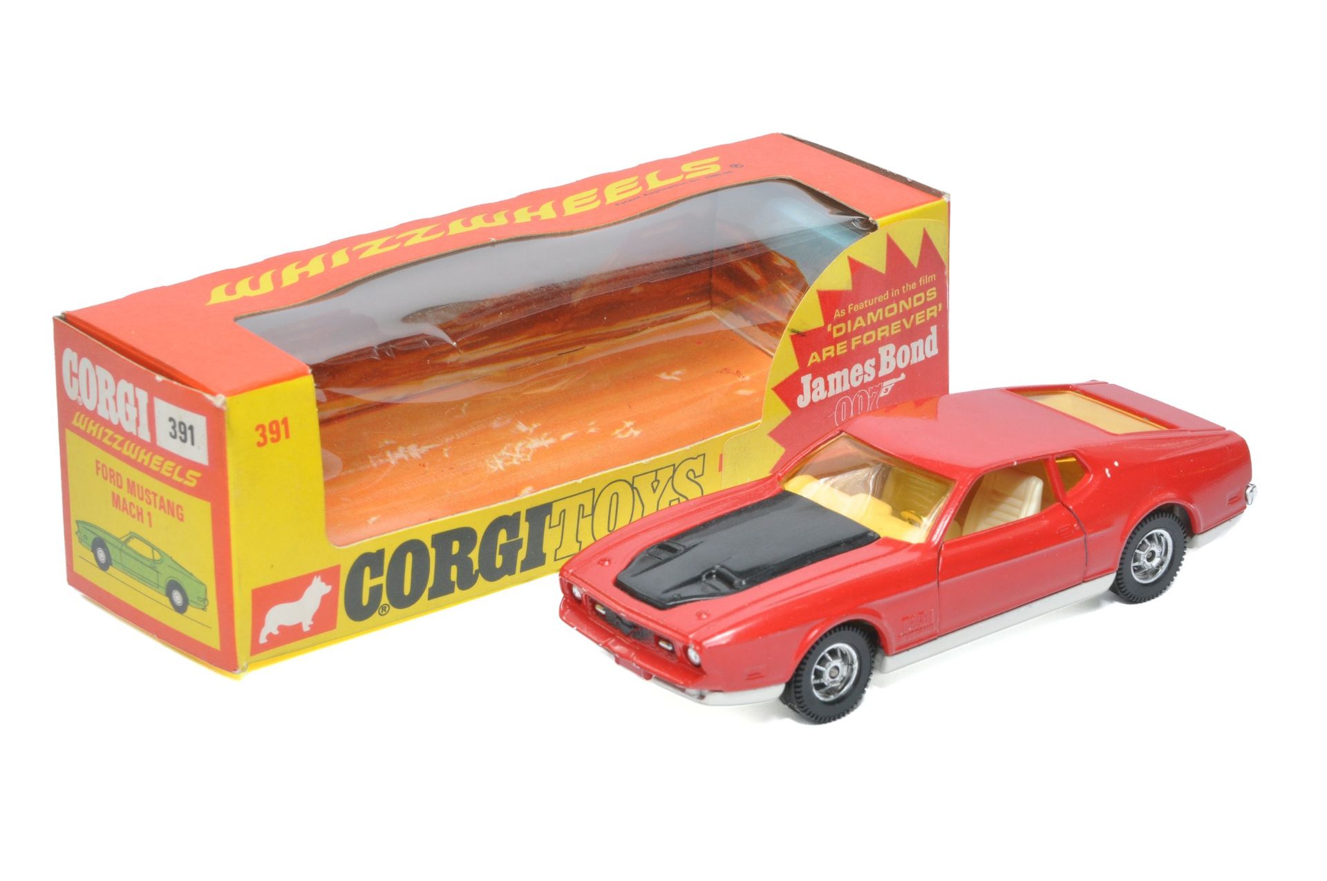 Corgi Whizzwheels No. 391 James Bond 007 Diamonds are forever Ford Mustang. Displays excellent