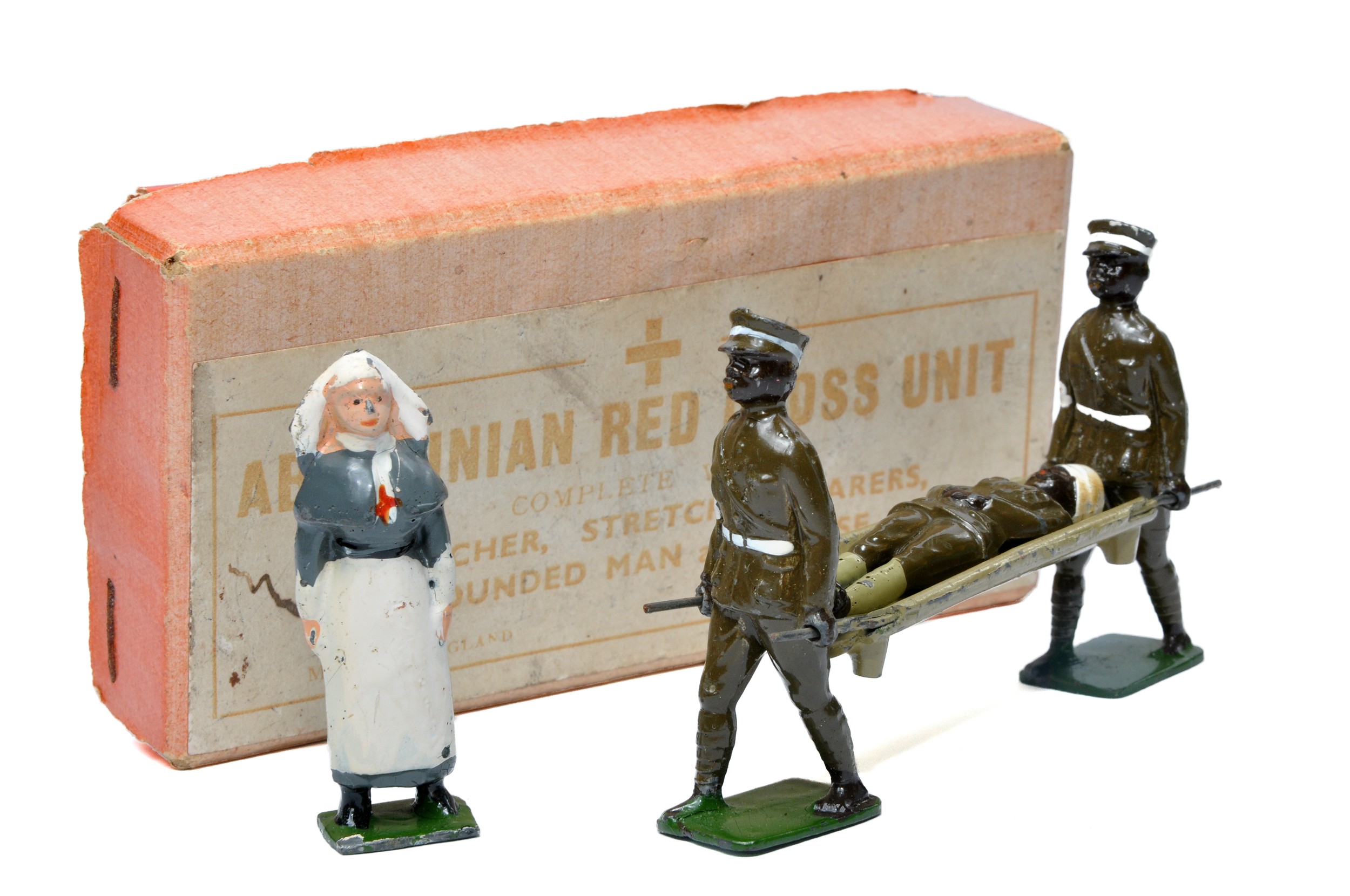 Johillco Lead Metal Figure set, Abyssinian Red Cross Unit comprising Stretcher, Stretcher Bearers,