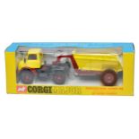 Corgi No. 1145 Major Pack Mercedes Benz Unimog 406 with Goose Trailer. Yellow, maroon, red interior.