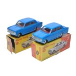 Dinky No. 136 Vauxhall Viva x 2. Both blue, although one is slightly darker shade with red interior.