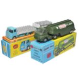 Corgi duo of trucks sets including Army Fuel Tanker plus ERF Dropside and Trailer. Generally good