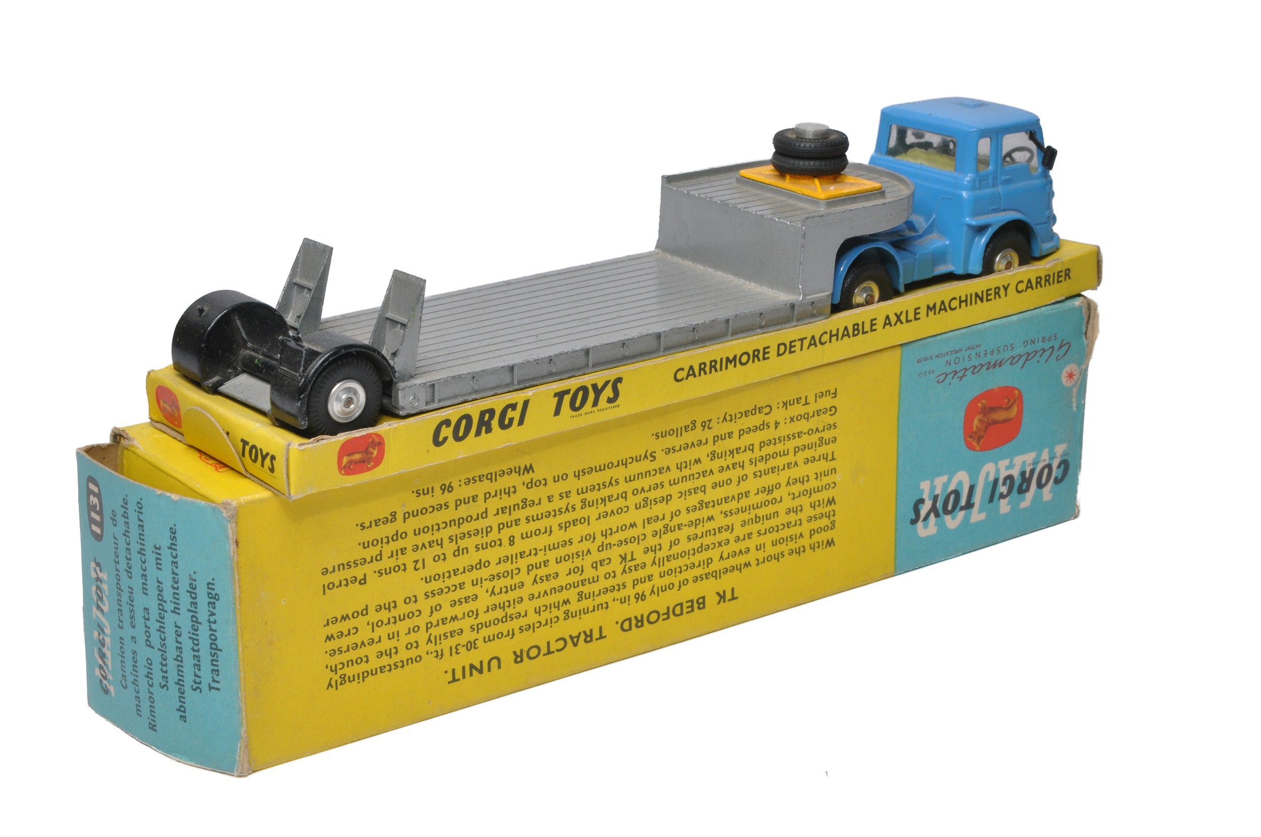 Corgi No. 1131 Carrimore Machinery Carrier. Blue Cab / Silver back with lemon interior. Spun hubs. - Image 2 of 2