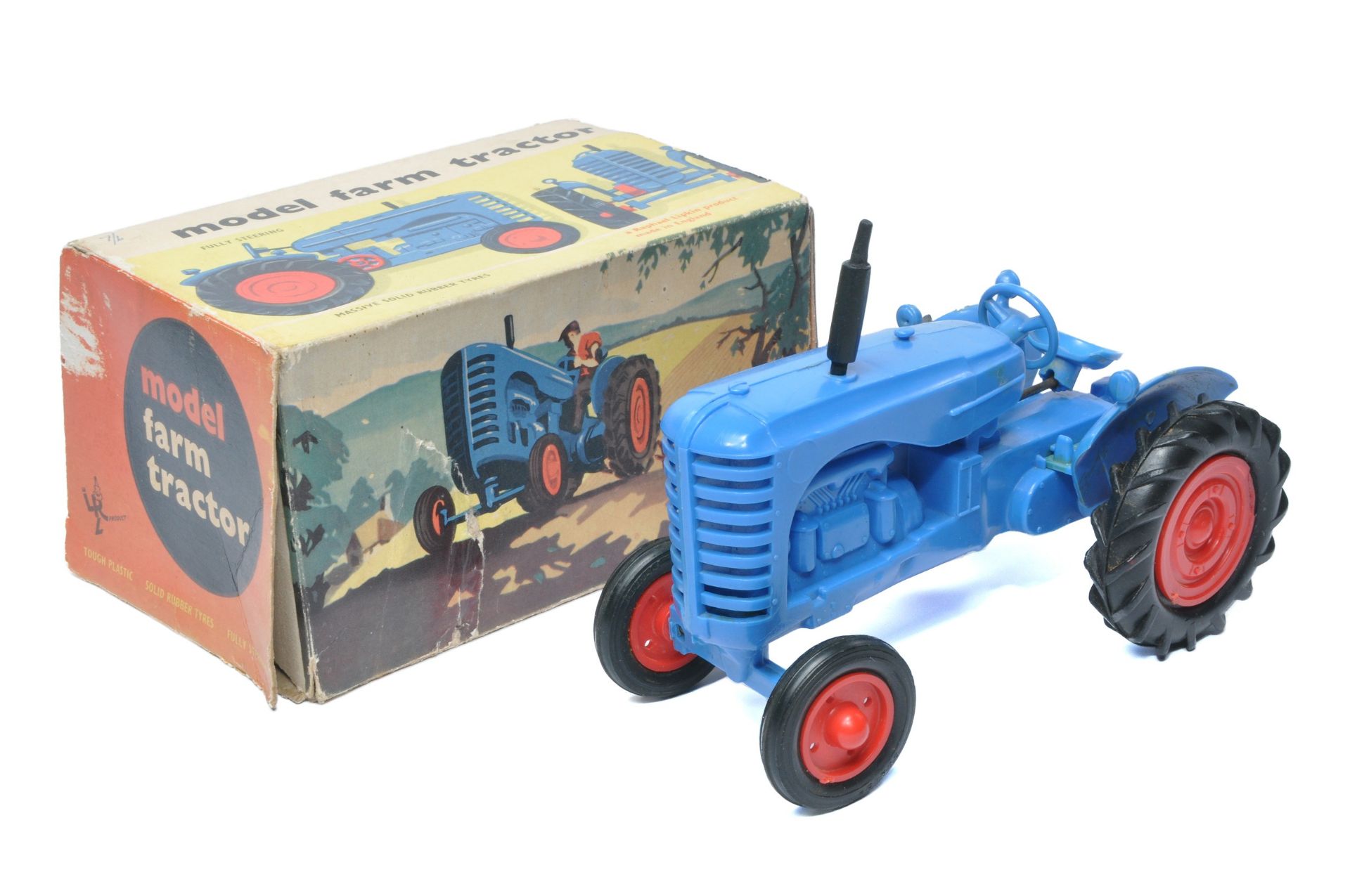 Raphael Lipkin (England) approx 1/24 plastic scale model of the Massey Harris Tractor in blue.