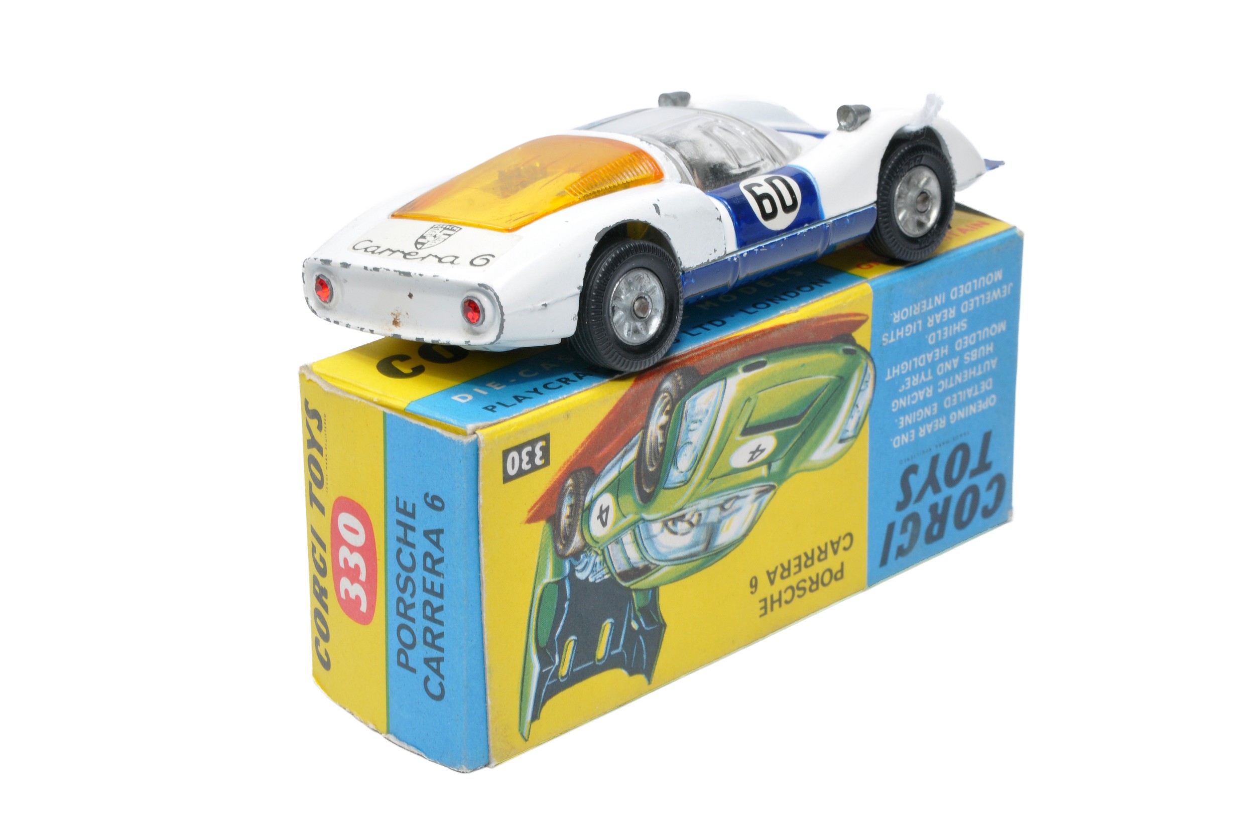 Corgi No. 330 Porsche Carrera 6. Blue and White with Black interior. Cast Hubs. Generally good. Some - Image 2 of 2