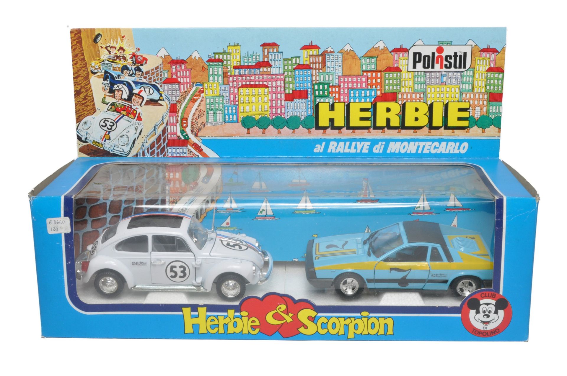 Polistil 1/24 No. W11 Walt Disney Herbie and Scorpion Rallye di Montecarlo twin set. Comprising