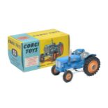 Corgi No. 55 Fordson Power Major Tractor. Blue, orange metal hubs. Displays good to very good, a few