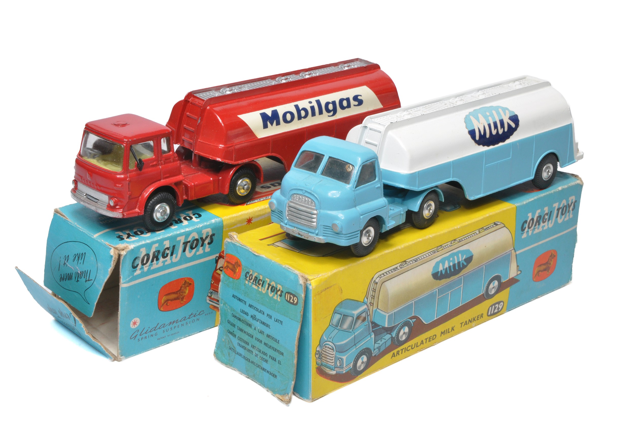 Corgi duo including Milk and Mobilgas Tankers. Models display generally very good (mobilgas tanker
