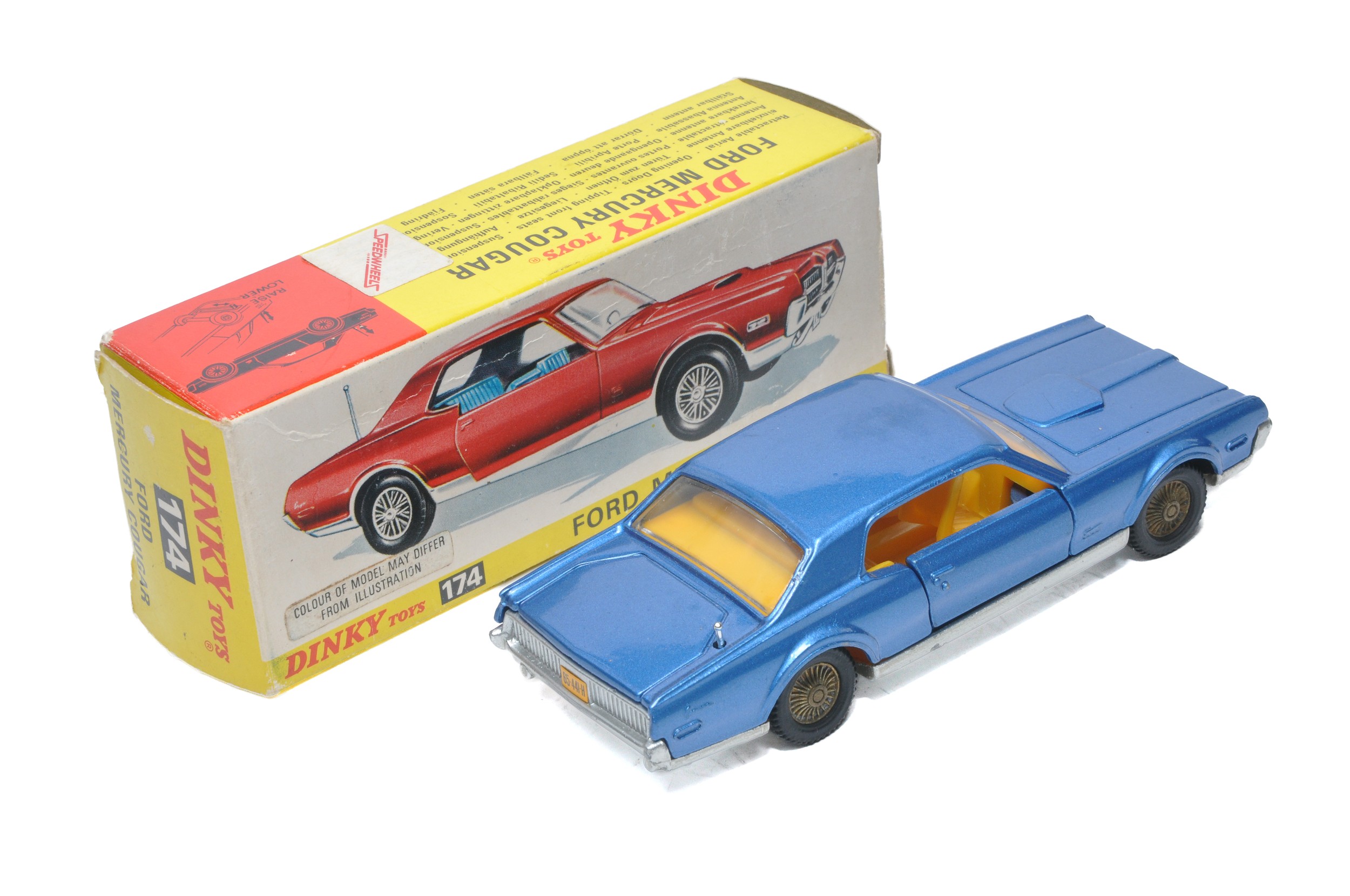 Dinky No. 174 Ford Mercury Cougar. Metallic blue, orange interior. Displays generally excellent with - Image 2 of 2