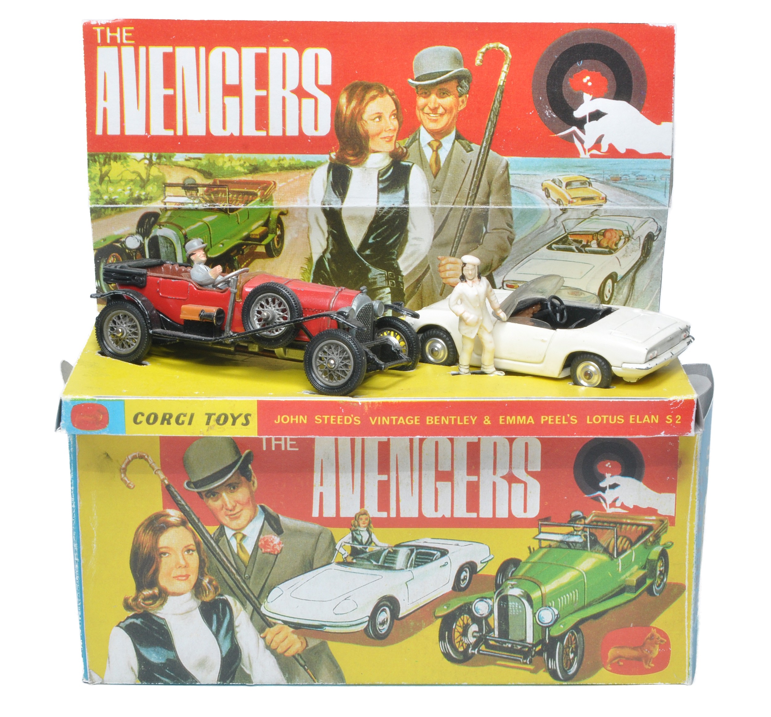 Corgi No. GS40 Avengers. Generally good with more notable signs of wear, missing umbrellas. In