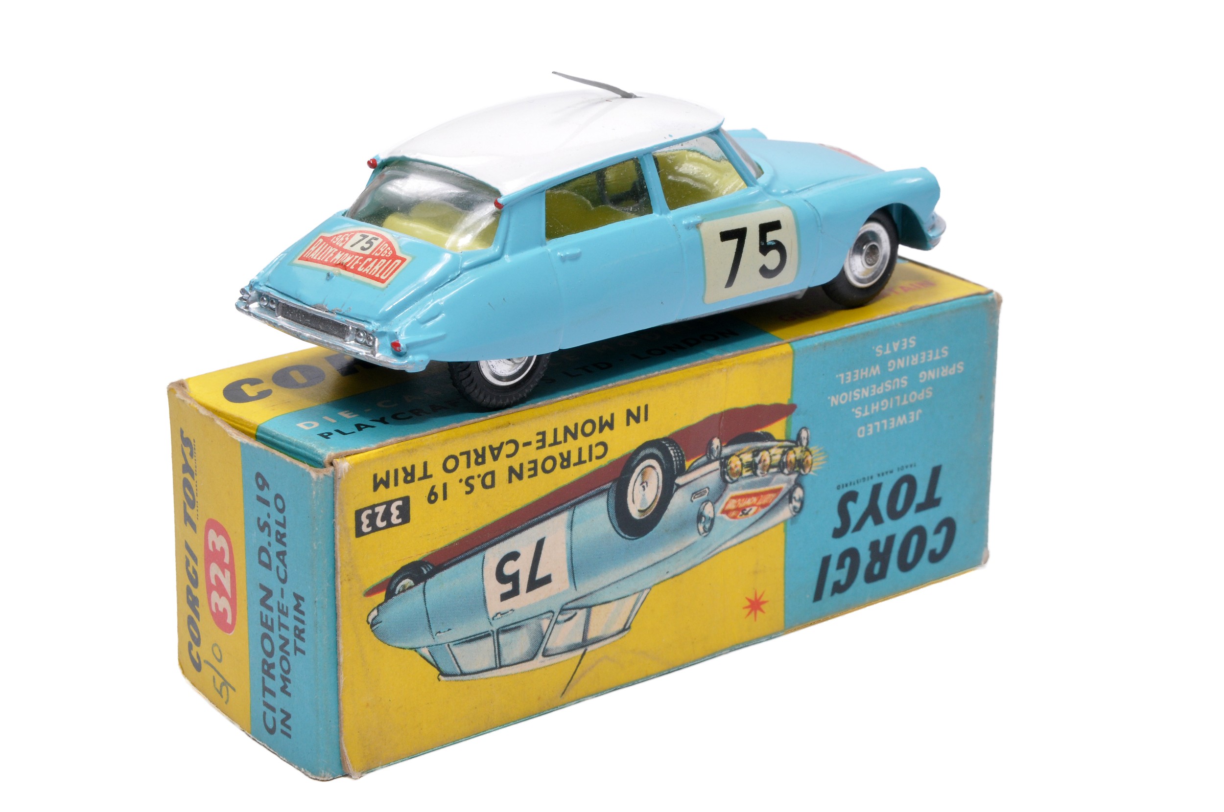 Corgi No. 323 Citroen DS19 Monte Carlo. Light blue / White with Lemon interior. Spun Hubs. Generally - Image 3 of 3