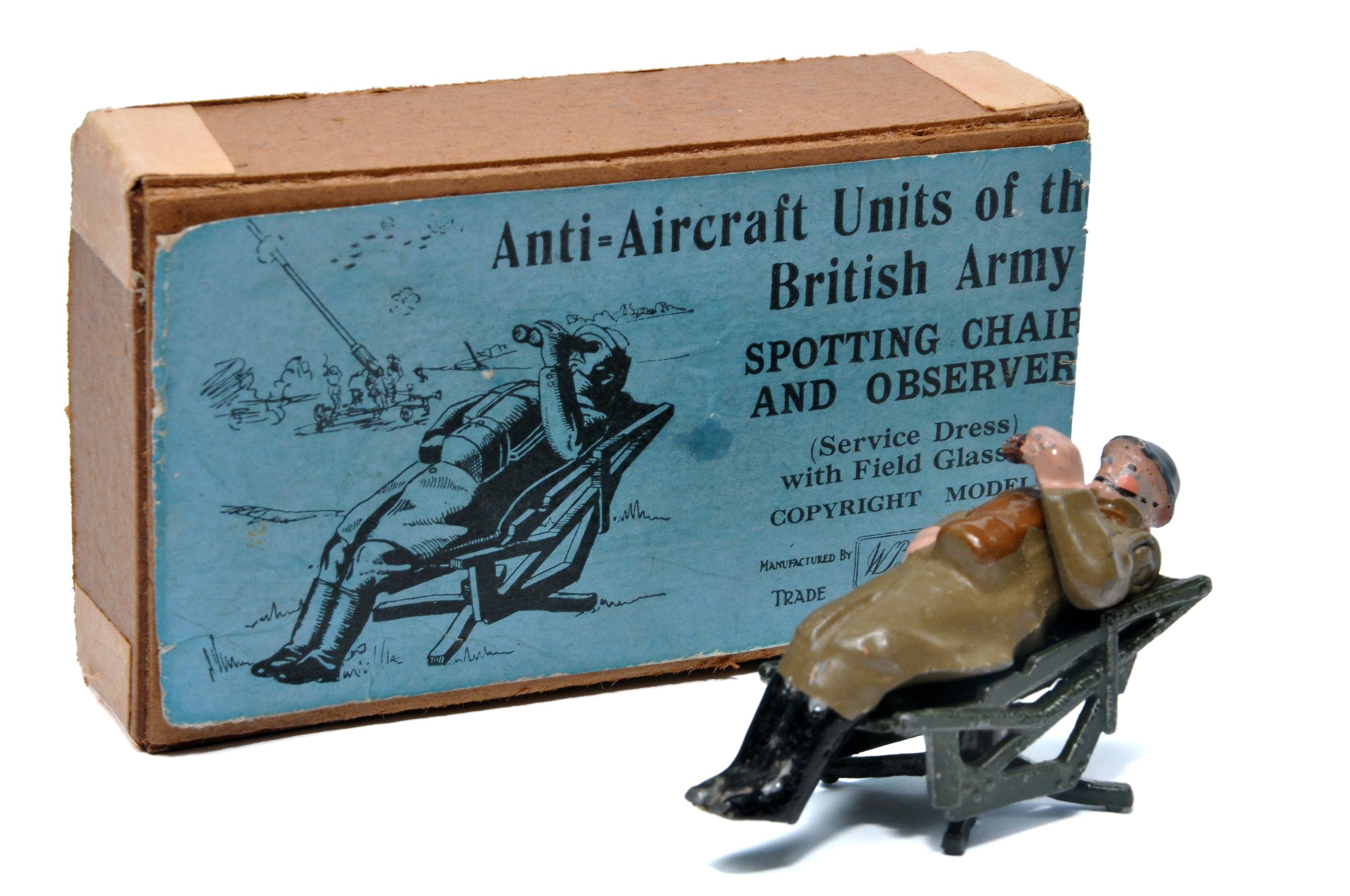 Britains Set No. 1731 Anti-Aircraft Spotting Chair and Observer. Displays good in good original box.