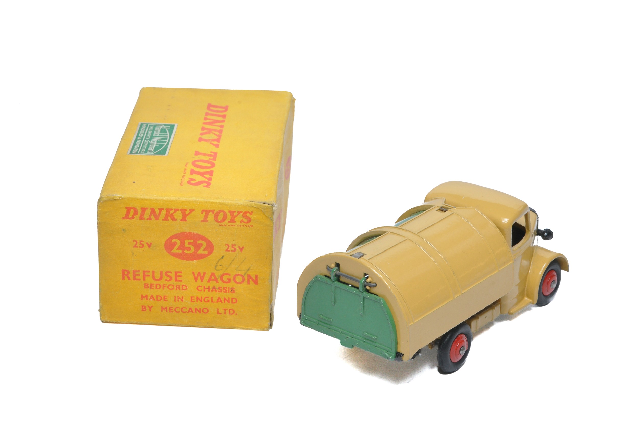 Dinky No. 252 / 25V Refuse Wagon. Fawn / Green with red hubs. Displays excellent with little sign of - Image 2 of 2