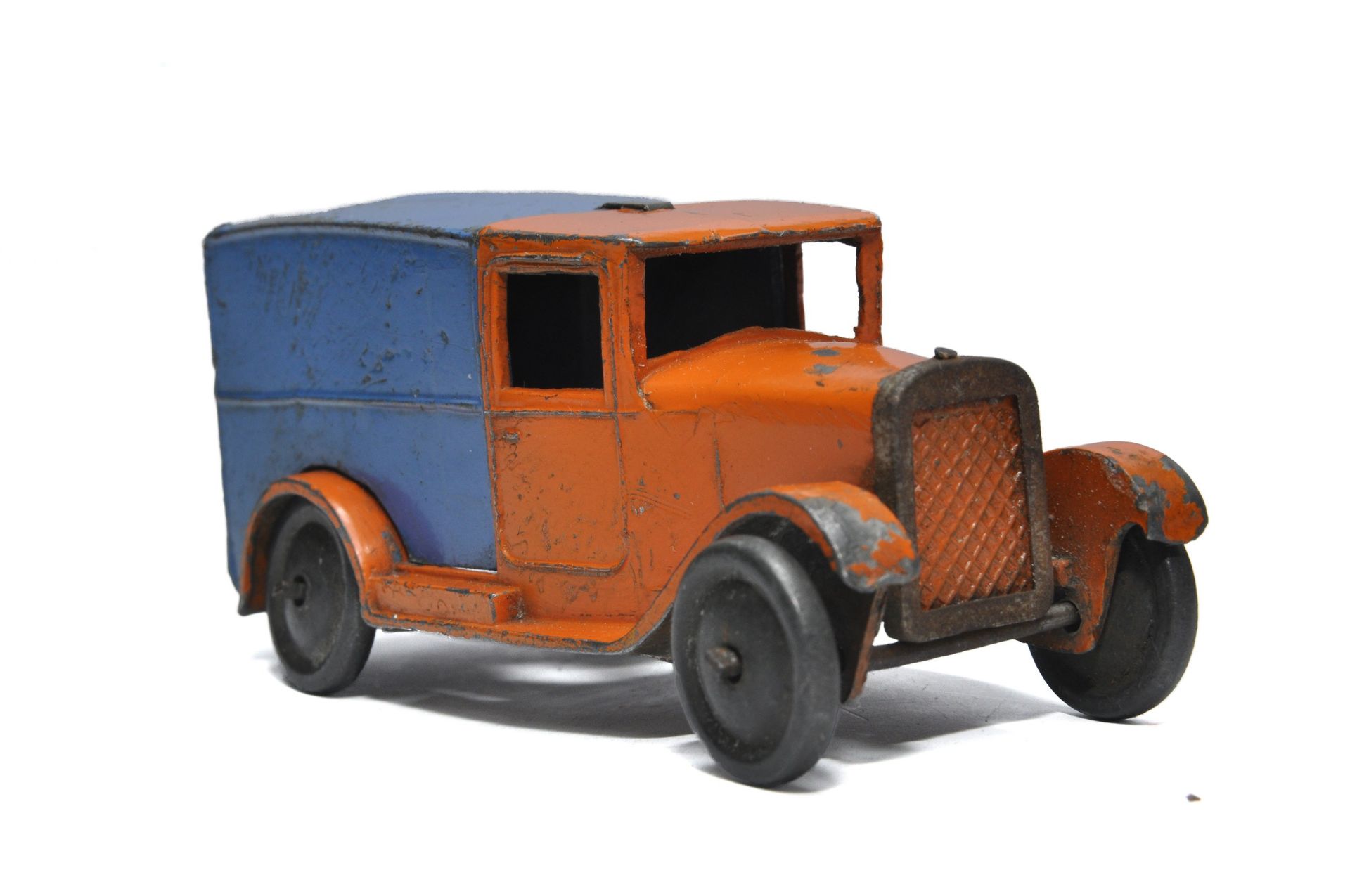 Dinky No. 22d pre-war delivery van. Orange and Blue, metal wheels. Displays generally good (for - Image 2 of 4