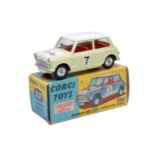 Corgi No. 227 Morris Mini Cooper Competition Model. Pale Yellow with red interior. Spun Hubs.